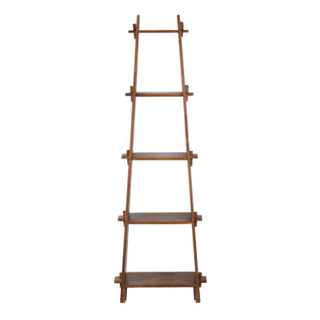 A Frame Acacia Wood 5 Tier Bookshelf