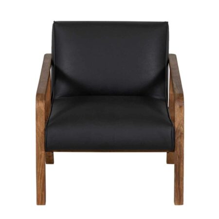 Abaco Acacia Wood Black Matter PU Arm Chair