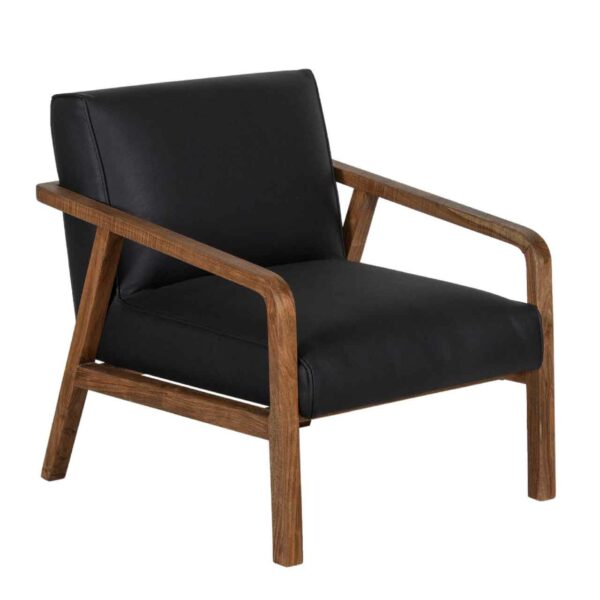 Abaco Acacia Wood Black Matter PU Arm Chair