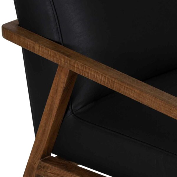 Abaco Acacia Wood Black Matter PU Arm Chair