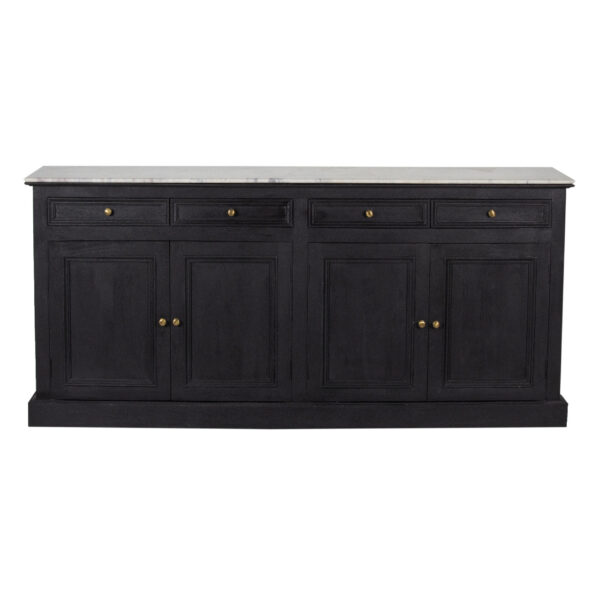 Adelind Mango Wood Marble Top 2 Door Cabinet 2 Drawers