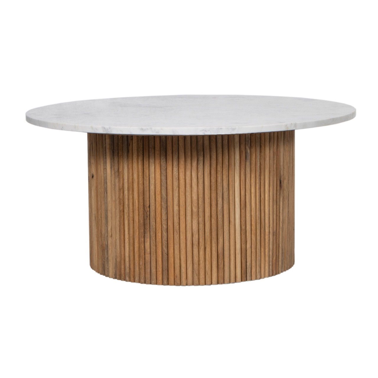 Ajax Mango Wood Base Round Marble Top Coffee Table