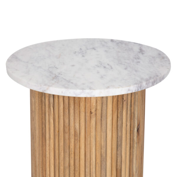 Ajax Mango Wood Marble Top Side Table