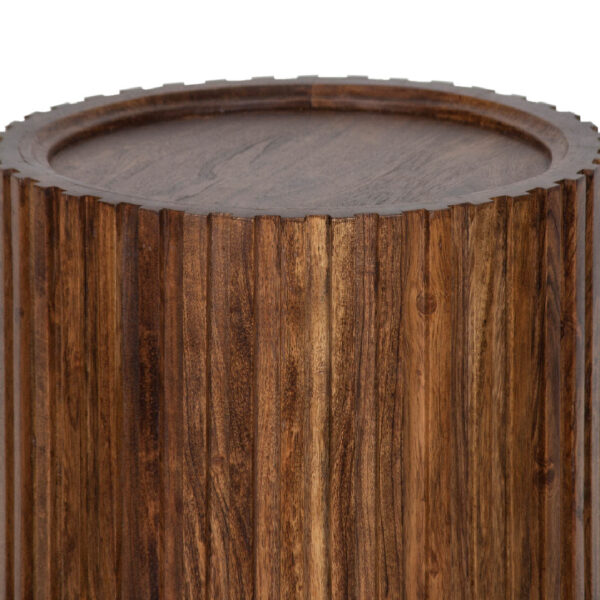 Ajman Acacia Wood Round Side Table in Walnut