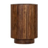 Ajman Acacia Wood Round Side Table in Walnut