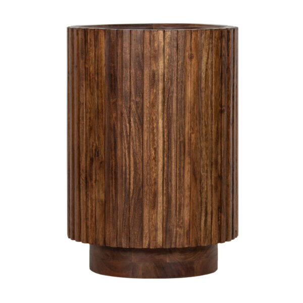 Ajman Acacia Wood Round Side Table in Walnut