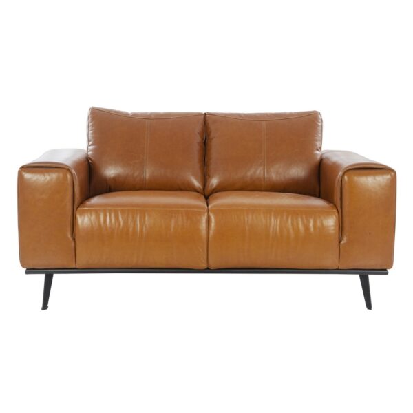 Alberta Brompton Cognac Leather Loveseat