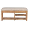 Amania Acacia Upholstered Bench With Shelf