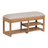 Amania Acacia Upholstered Bench With Shelf