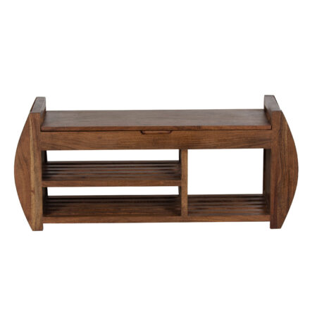 Amania Acacia Wood Lift Top Bench with Shelf