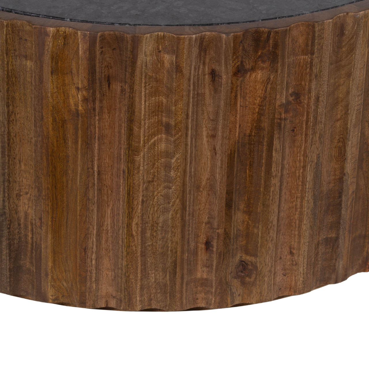 Amber Mango Wood Marble Top Round Coffee Table