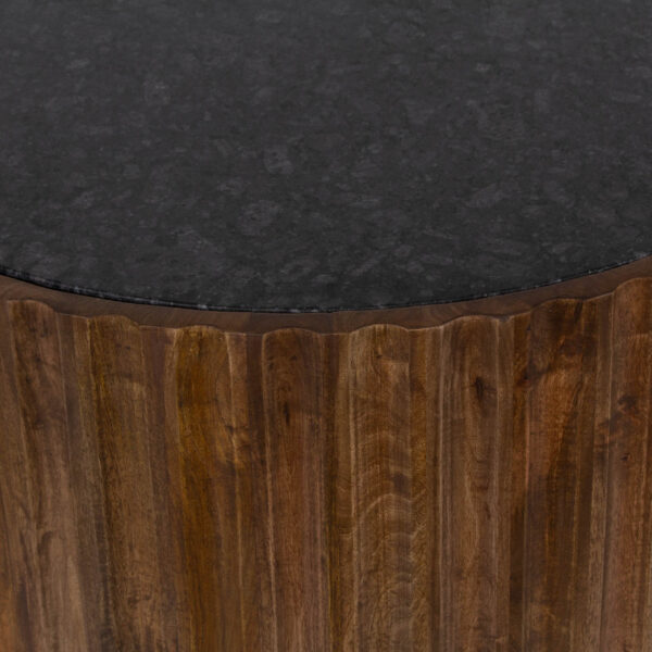 Amber Mango Wood Marble Top Round Coffee Table