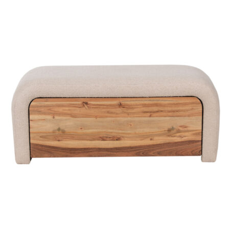 Amresh Acacia Wood Upholstered Bench with Drawer