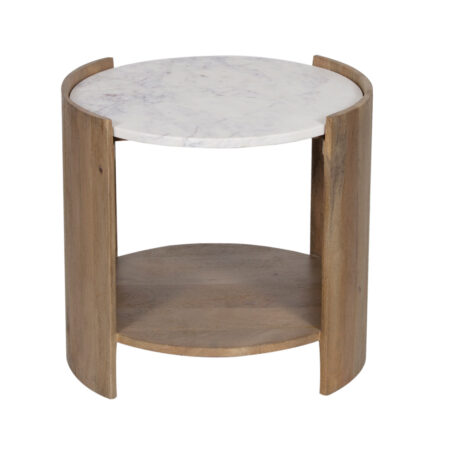 Arden Mango Wood Marble Top Side Table