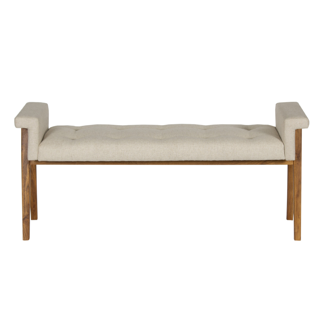 Arkela Acacia Wood With Fabric Upholstred Bench