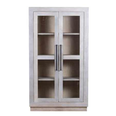 Austin Mango Wood Glass 2 Door Cabinet