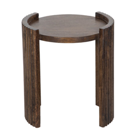 Bali Mango Wood Round Side Table in Walnut