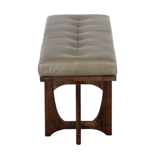 Benito Acacia Wood With Buff Leather Seat Bench