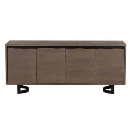 Bent Acacia Wood Metal Sideboard Grey