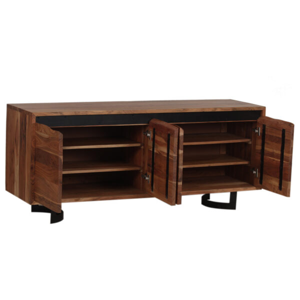 Bent Acacia Wood Metal Sideboard A