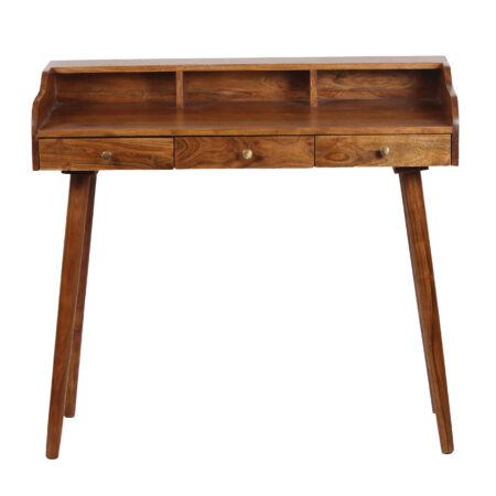 Bilevel Acacia Wood Desk in Cognac or Natural