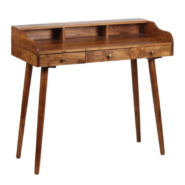 Bilevel Acacia Wood Desk in Cognac