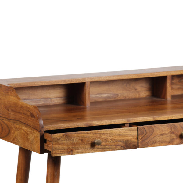 Bilevel Acacia Wood Desk in Cognac