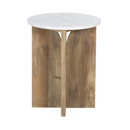 Bryant Mango Wood Marble Top Round Side Table