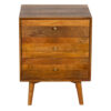 Burnaby Mid Century Mango Wood Side Table With 3 Drawers