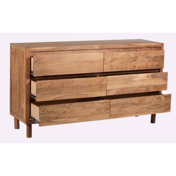 Byron Acacia Wood 6 Drawer Dresser