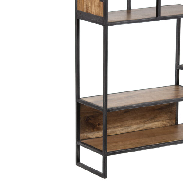 Callas Mango Rough Wood Metal Frame Bookshelf Small Narrow