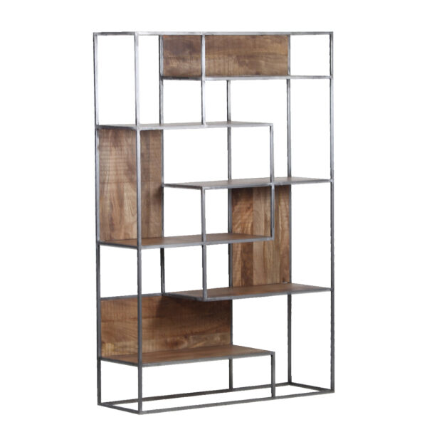 Callas Mango Rough Wood Metal Frame Bookshelf