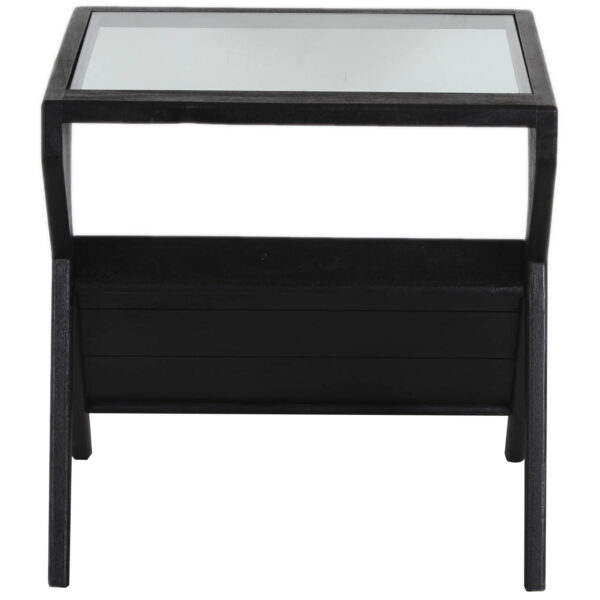 Canberra Acacia Wood Glass Top Side Table