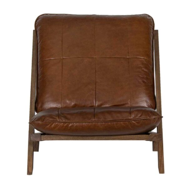 Carlo Acacia Wood Leather Chair