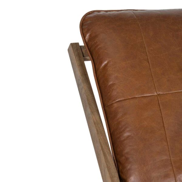 Carlo Acacia Wood Leather Chair