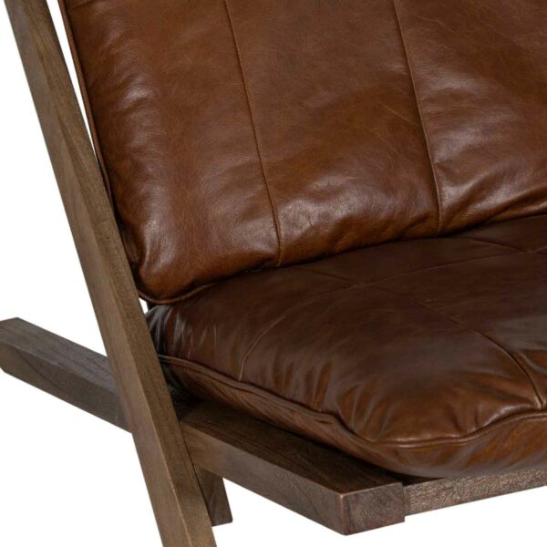 Carlo Acacia Wood Leather Chair