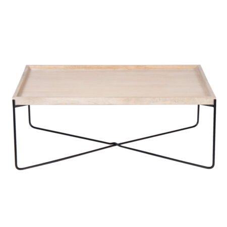 Charlie Mango Wood Rectangular Tray Top Metal Folding Base Coffee Table