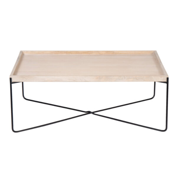 Charlie Mango Wood Rectangular Tray Top Metal Folding Base Coffee Table