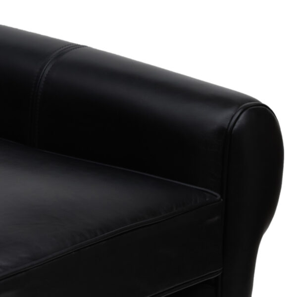 Coastal Black Buff Leather 1 Seater Sofa