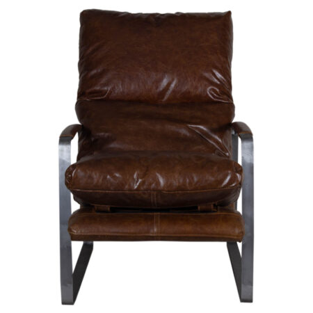 Damo Leather Metal Accent Chair with PU Option