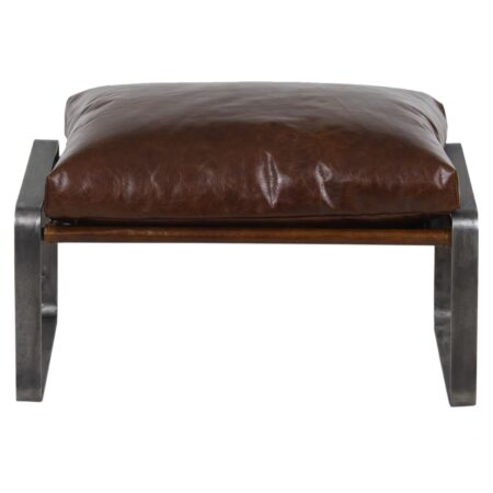 Damo Leather Metal Ottoman