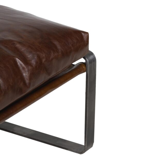 Damo Leather Metal Ottoman