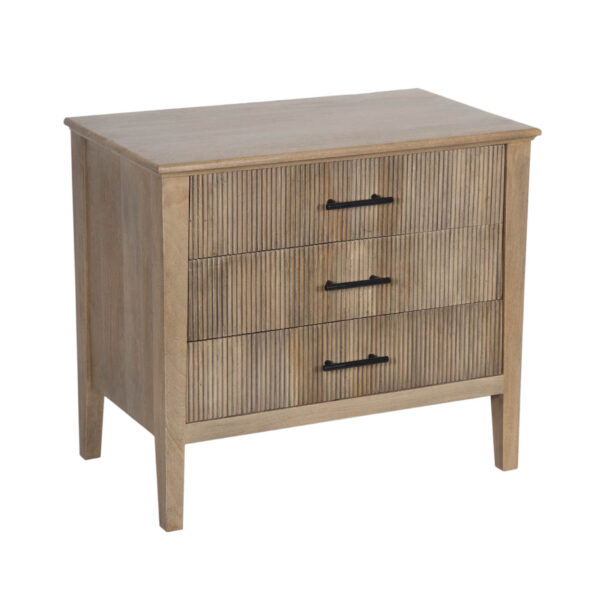 Damon Mango Wood 3 Drawer Nightstand