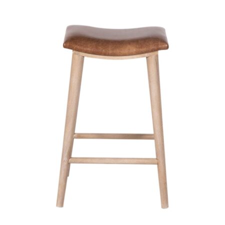 Delta Mango Wood Leather Seat Counter Stool - Brown