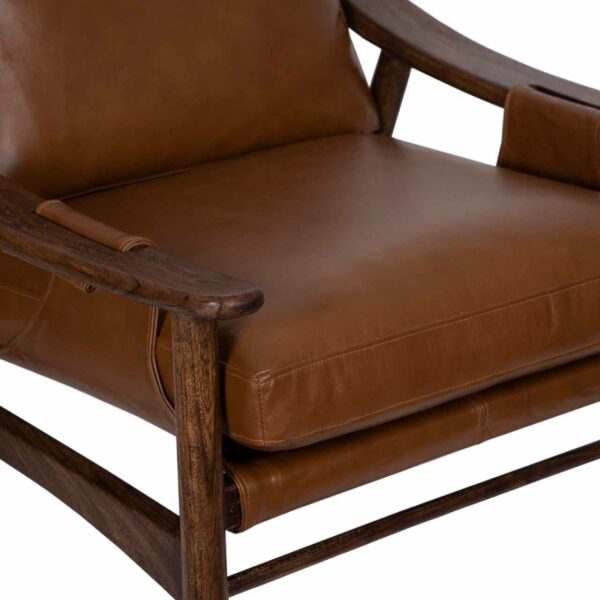 Demi Mango Wood Leather Upholstered Arm Chair