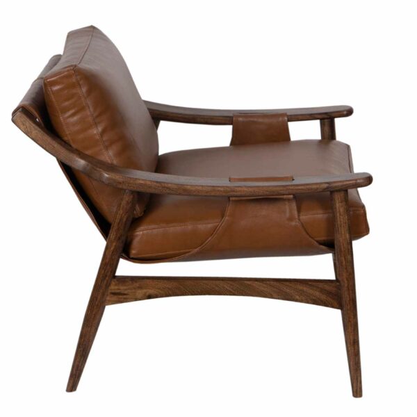 Demi Mango Wood Leather Upholstered Arm Chair