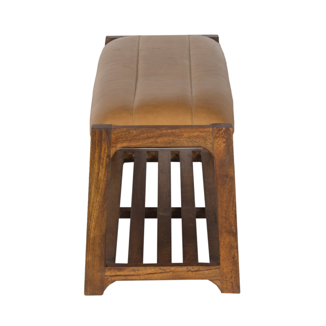Desmond Mango Wood Leather Leather Seat Bench