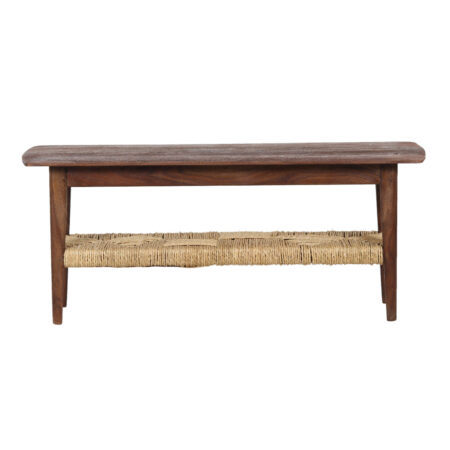 Dinant Acacia Bench with Amara Rope Weaving Shelf