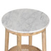 Dowalvn Round Marble Top Rattan Shelf Mango Wood Side Table