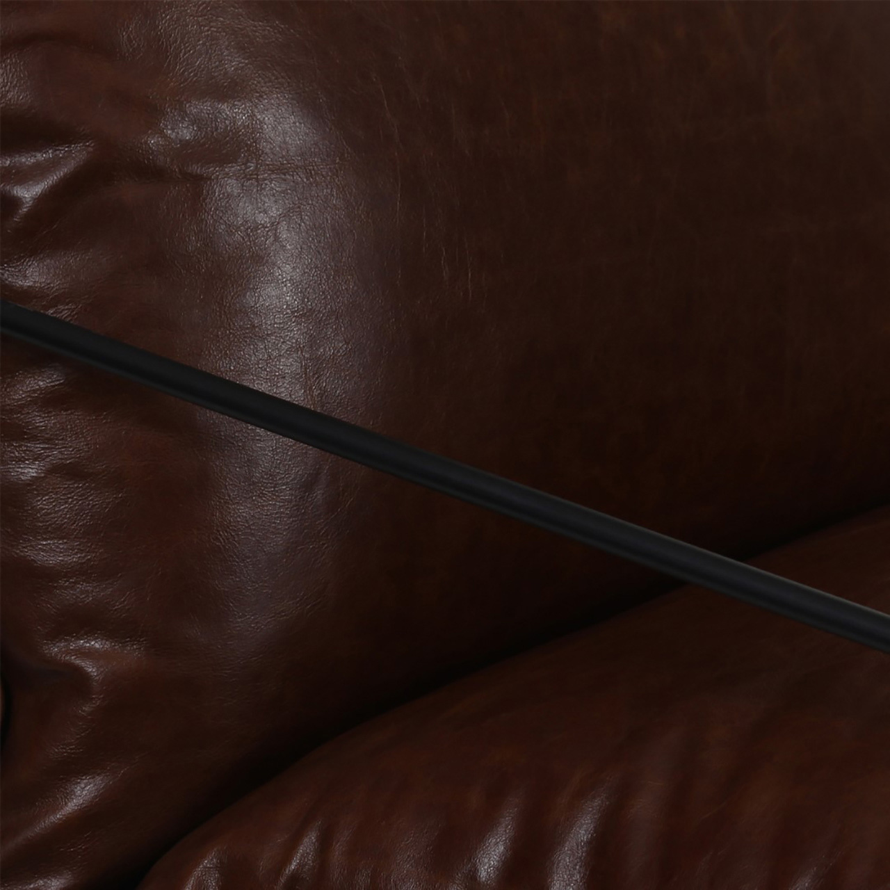 Ducal Black Metal Brown Leather Accent Chair E 1